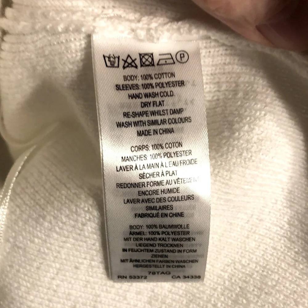 French Connection Women M White Knit Sweater Top Faux Wrap Cottagecore Victorian